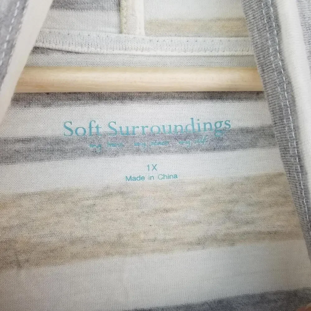 Soft‎ Surroundings Cardigan Sweater 1X Plus Gray Cream